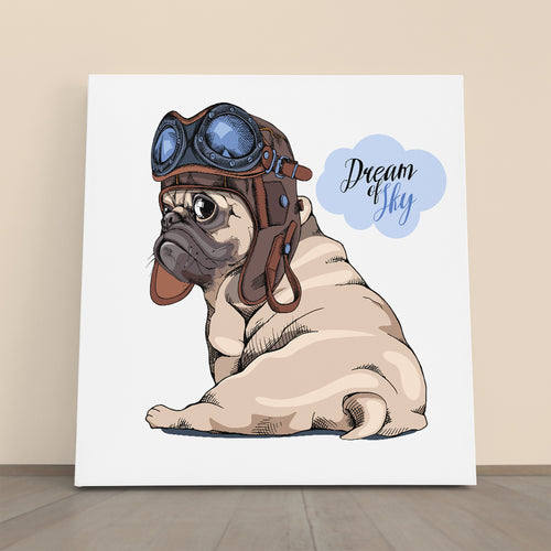 SKY DREAMER Adorable Cute Beige Puppy Pug Pilot Kids - S