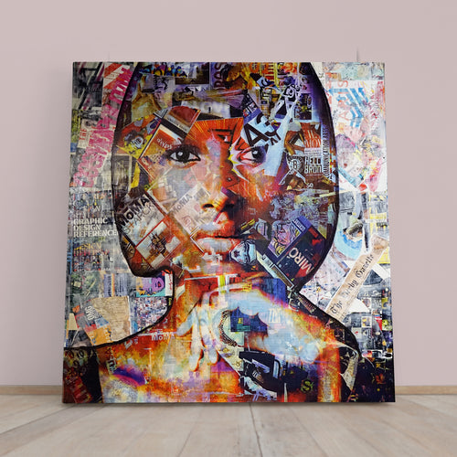 GIRL Focal Point in Abstract Art, Woman Face Grunge Style | Square