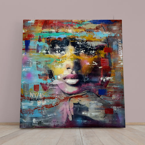MISS VALERY Abstract Art Grunge Street Art Style Canvas Print - Square