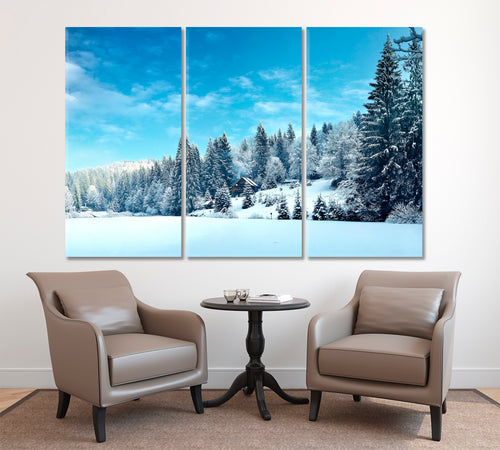 FABULOUS WINTER Snowy Mountain Forest Landscape Poster