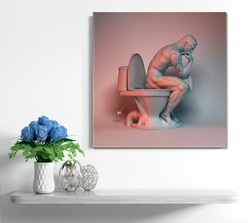 RODIN THE THINKER Sculpture Of Muscular Athlete On Toilet