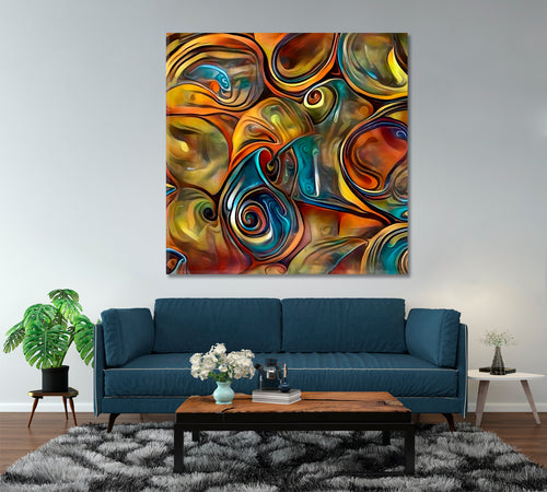 ABSTRACT SEASHELLS  Fluid Lines and Color Movement - Square Panel