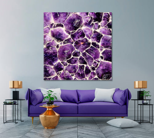 Natural Purple Amethyst Crystals Stunning Beautiful Rock - Square Panel