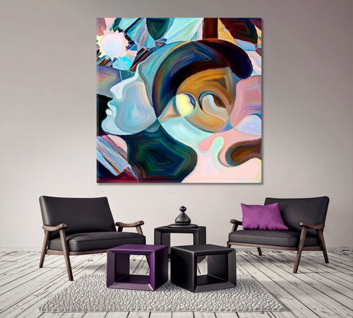 MUTUAL LOVE Refined Soft Colors Graceful Profile Lines Shapes - Square Panel