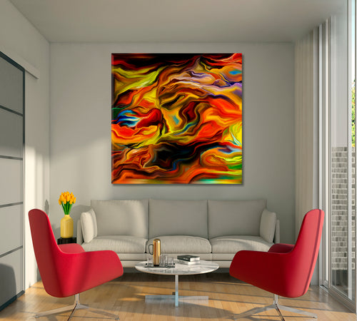 ABSTRACT ART BEAUTIFUL Interlacing of Colored Lines | Square Panel