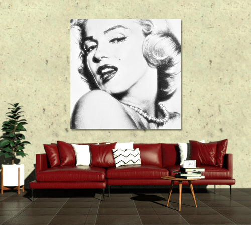 MARILYN MONROE Movie Star Marilyn Monroe Famous Posing Black and White Vinage - Square Panel
