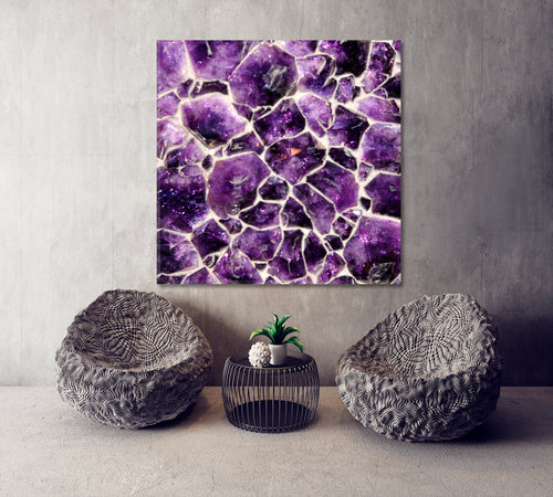 Natural Purple Amethyst Crystals Stunning Beautiful Rock - Square Panel