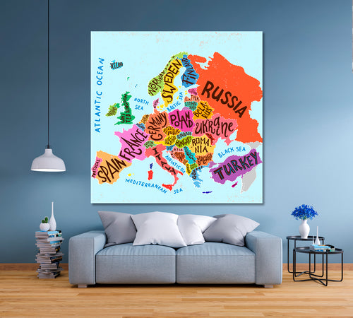 Colorful Europe Map Decorative Poster Education - S