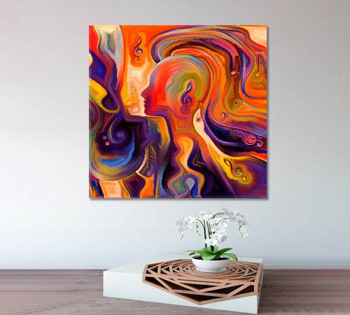 VIBRANT MODERN ART Inner Consciousness Vivid Coral and Purple - Square Panel