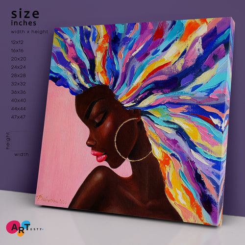 VIVID BEAUTY Beautiful African Girl Bright Color Artwork Fine Art - Square Panel