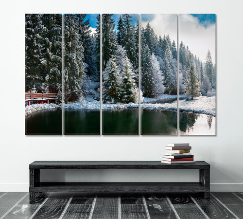 Snowy Pine Trees Poster