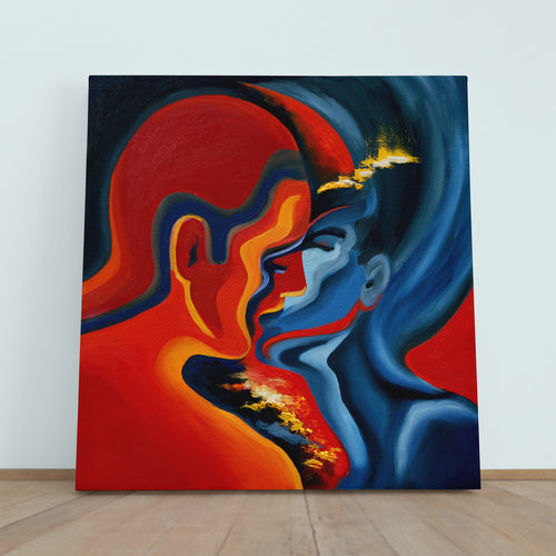 KISS Blue And Red Abstract Modern Painting