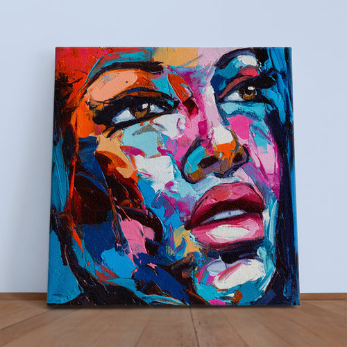 COLORFUL EMOTIONS Pretty Girl Portret Modern Art - Square Panel
