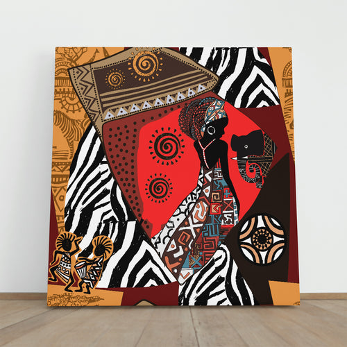 AFRICAN MOTIVES Ethnic Tribal Woman Abstract Modern Art