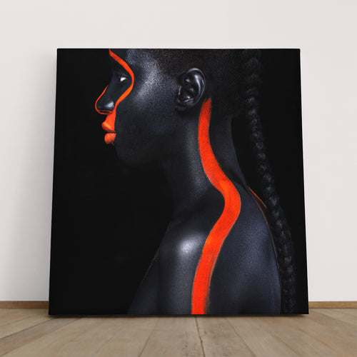SPACE ALIEN Beautiful African Girl With Red Black Body Paint Art