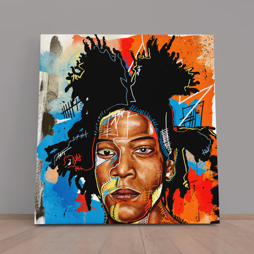 Jean Michel Basquiat Portrait Street Art Graffiti - Square Panel