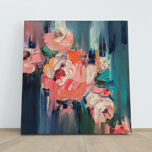 COLORFUL FLOWERS Floral Abstraction - Square Panel