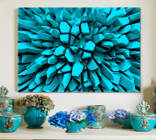 Turquoise Abstract Three-dimension Rays 3D Effect Shapes Poster