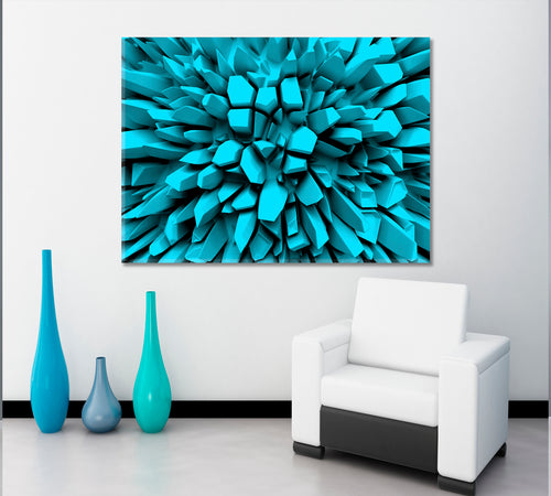 Turquoise Abstract Three-dimension Rays 3D Effect Shapes Poster