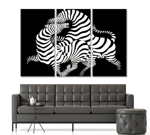 IN LOVE Twisted Zebras Vasarely Style Tricky Optical Illusion Op-art