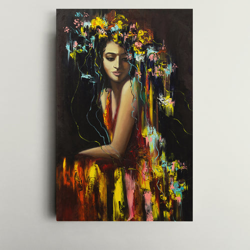 PERSEPHONE Ancient Goddess Fantasy Portrait Beautiful Woman Flowers | Vertical