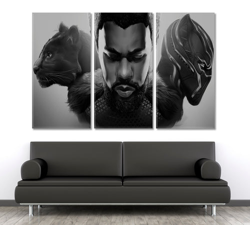 BLACK PANTHER Wakanda Forever B W Art