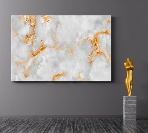 White Marble With Golden Veins Poster