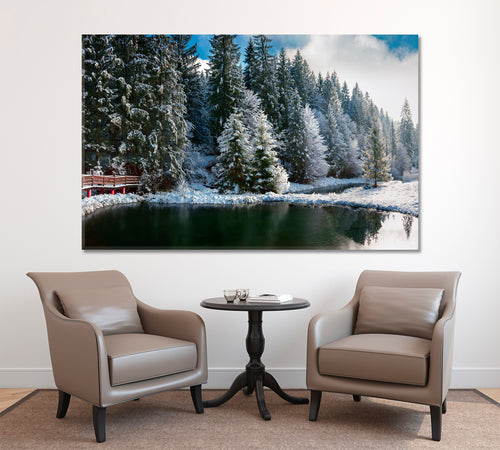 Snowy Pine Trees Poster