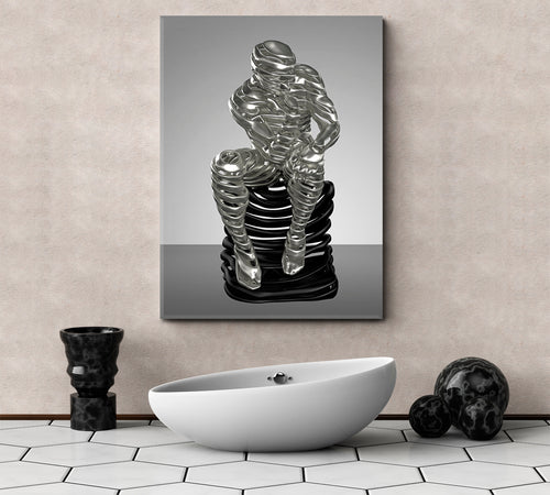 INTELLIGENCE Modern Figure Thinking Man Metal Sculpture Poster