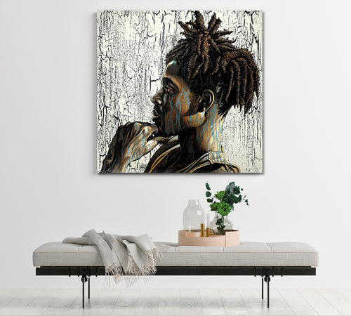 Modern Black Art African Man Grunge Stylized Portrait