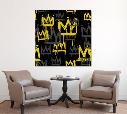 Yellow Crown Black Grunge Artwork