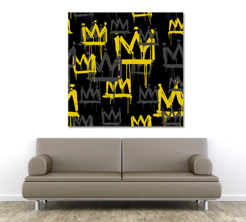 Yellow Crown Black Grunge Artwork