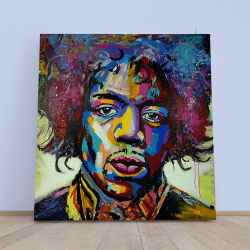 MODERN ART Jimi Hendrix Pop Art Grunge Basquiat Style Trendy Canvas Print - Square