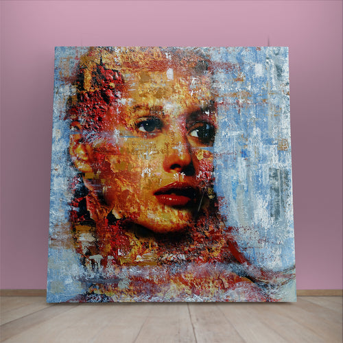 GRUNGE Abstract Expressionism Women Fine Art Trendy Canvas Print - Square