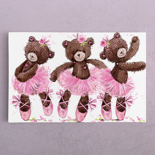 Kids Room Nursery Concept Cute Teddy Bear Sweet Cartoon Ballerina Canvas Print