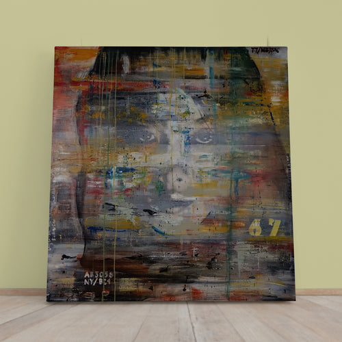 GRUNGE Abstract Neo Expressionism Women Contemporary Fine Art Trendy Canvas Print - Square