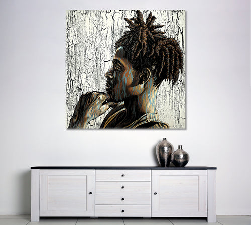 Modern Black Art African Man Grunge Stylized Portrait
