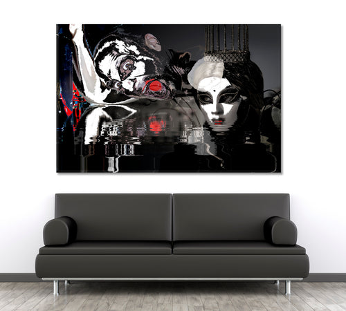 Mysterious Glamour Princess White Mask Crown Screaming Man Surreal Art