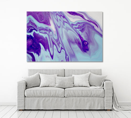 AQUA AND LAVENDER Acrylic Mix Abstract Colorful Marble Splash Fluid