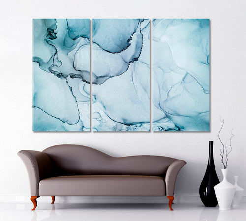 Gentle Abstract Veines Blue Modern Marble Ink Pattern