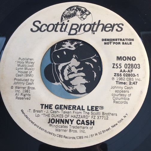 Wanted-Records - Johnny Cash - The General Lee b/w same - Scotti Brothers  #02803 - Coun