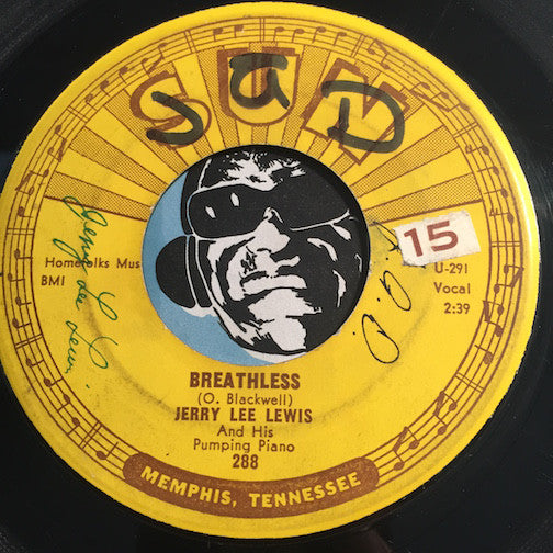 Wanted-Records - Jerry Lee Lewis - Breathless b/w Down The Line - Sun #288  - signed - R