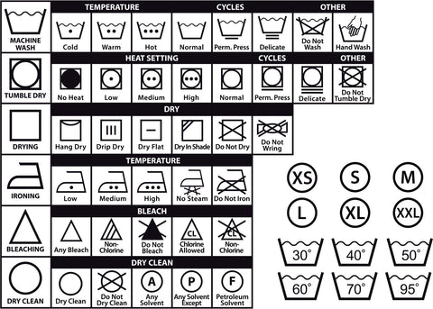 Washing instructions for comforter, list of washing instruction laundry symbols
