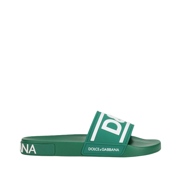 DOLCE&GABBANA Rubber beachwear sliders with DG logo VERDE/BLANCO – Enzo  Clothing Store