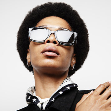 A front view of a Women in the Randolph x BKc P-51 Acetate Sunglasses