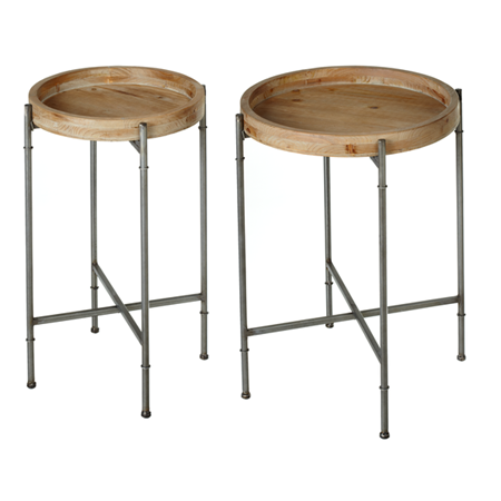 WOODEN TRAY TABLE WITH GREY LEGS