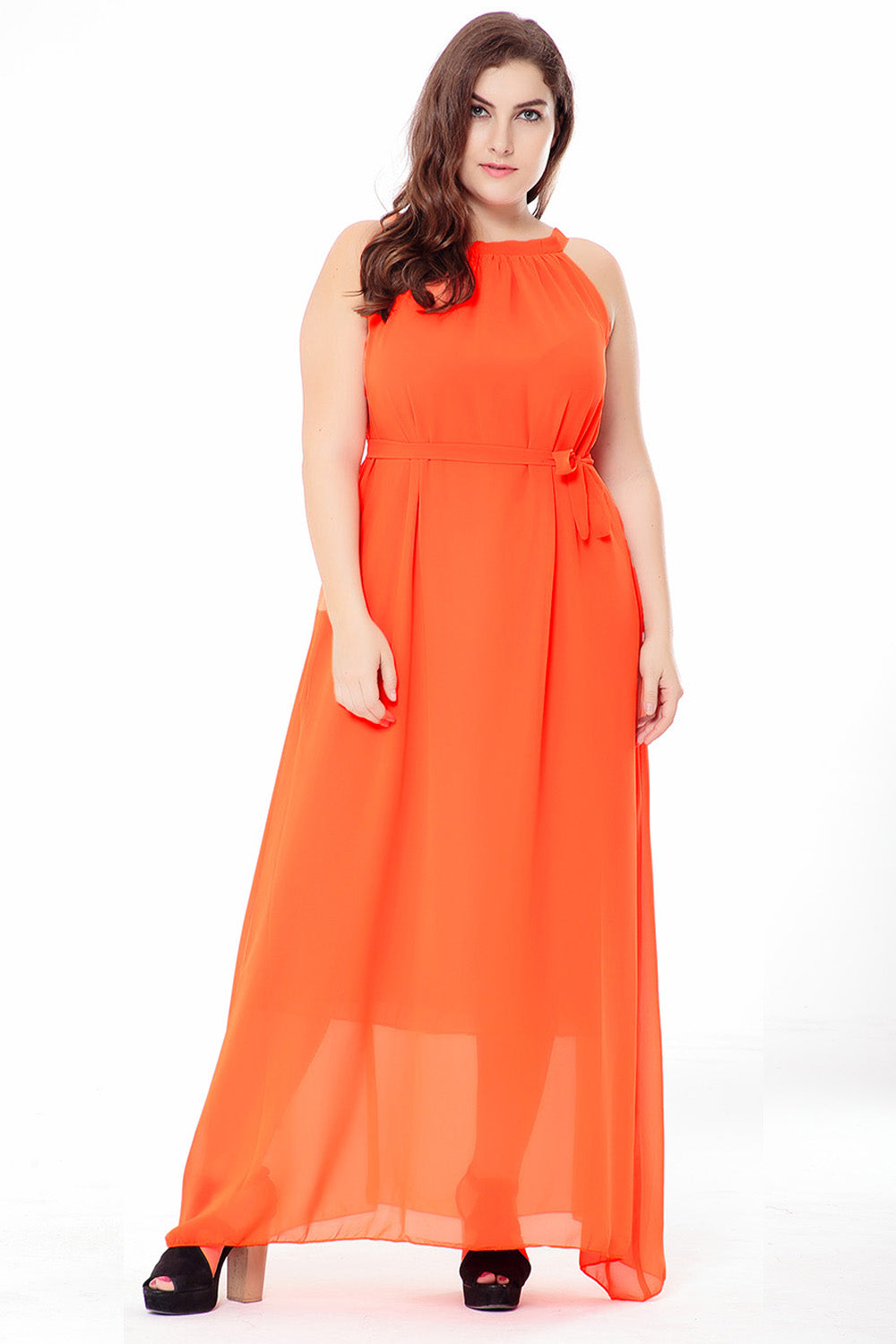 Chic Plus-Size Chiffon Sleeveless Maxi-Dress – 1SANSOME