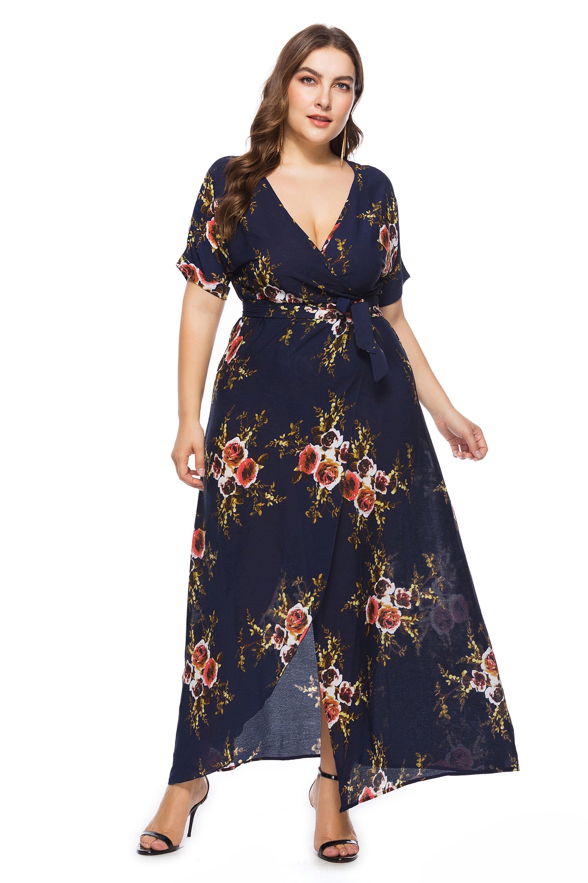 Classic Patterned Plus-Size Wrap-Dress – 1SANSOME