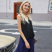Fashion Women Summer V-neck Solid Color Cross Border Loose Sleeveless Cami Shirt