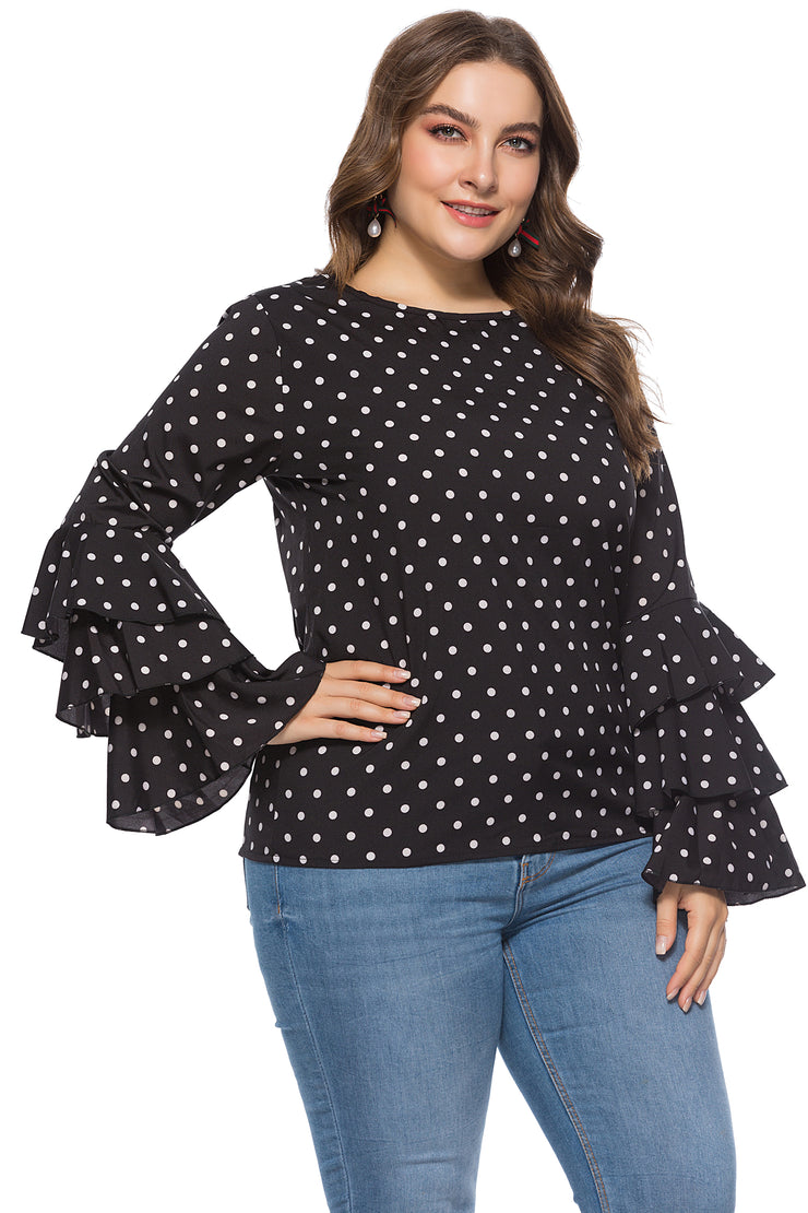 Stylish Plus-Size Polkadot Blouse – 1SANSOME